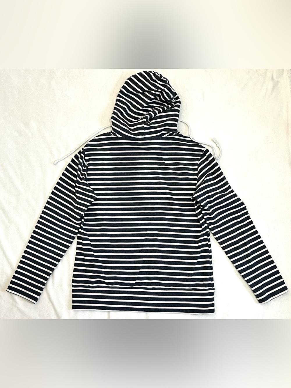 Vanilla Bay Women’s Dark Gray and White Striped Half-Zip Drawstring Hoodie XL - Picture 16 of 16